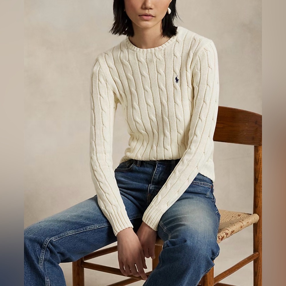 Polo Ralph Lauren Cable-Knit Cotton Crewneck Sweater - Picture 3 of 14